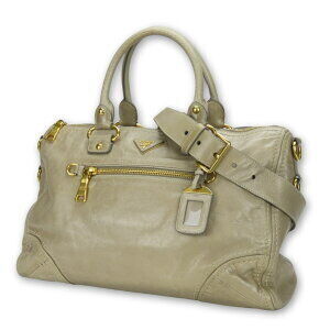 Prada bag POMICE calfskin plate handbag Beige Tan Pink triangular shoulder logo